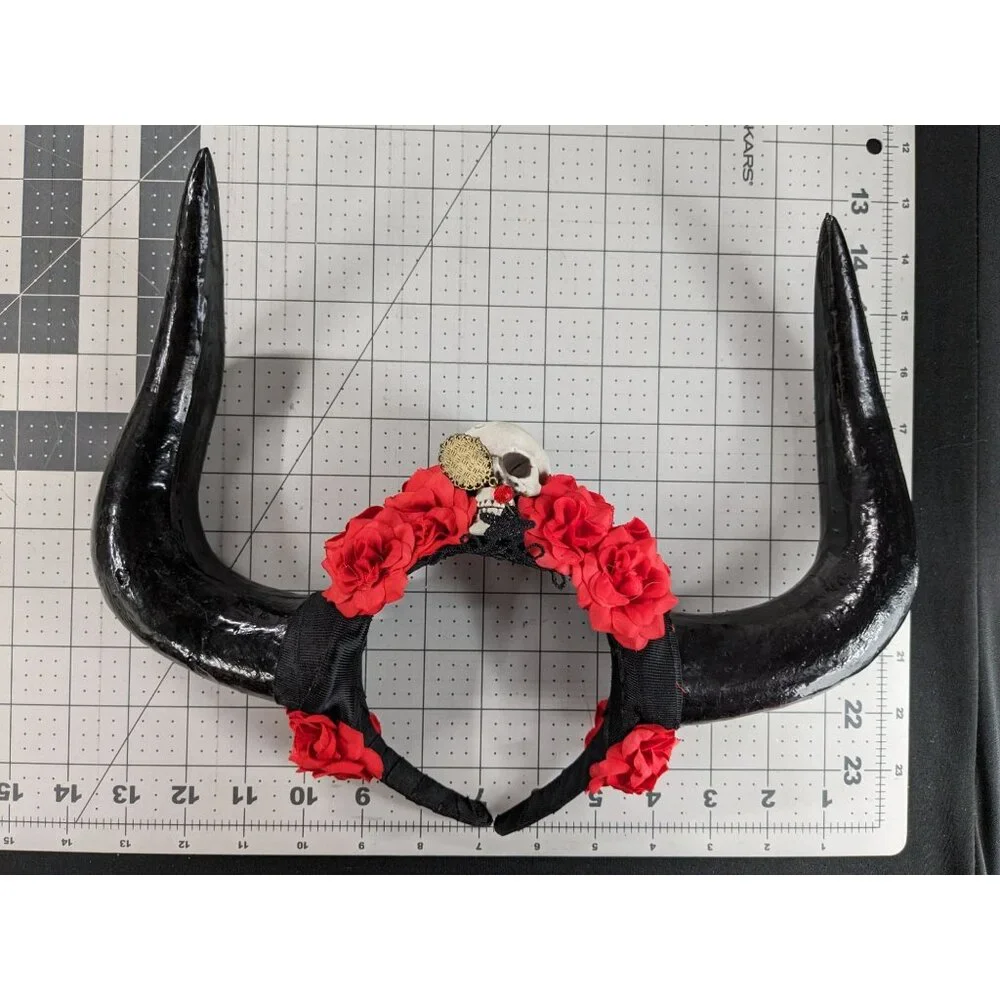 Gothic Antler Roses Skull Headband Hair Accessories Costume One Size Fit Most